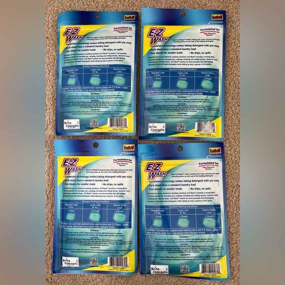 NIP E-ZWASH 4 Packages of Laundry Detergent Sheets Fresh Flower Sent Travel - Picture 2 of 4